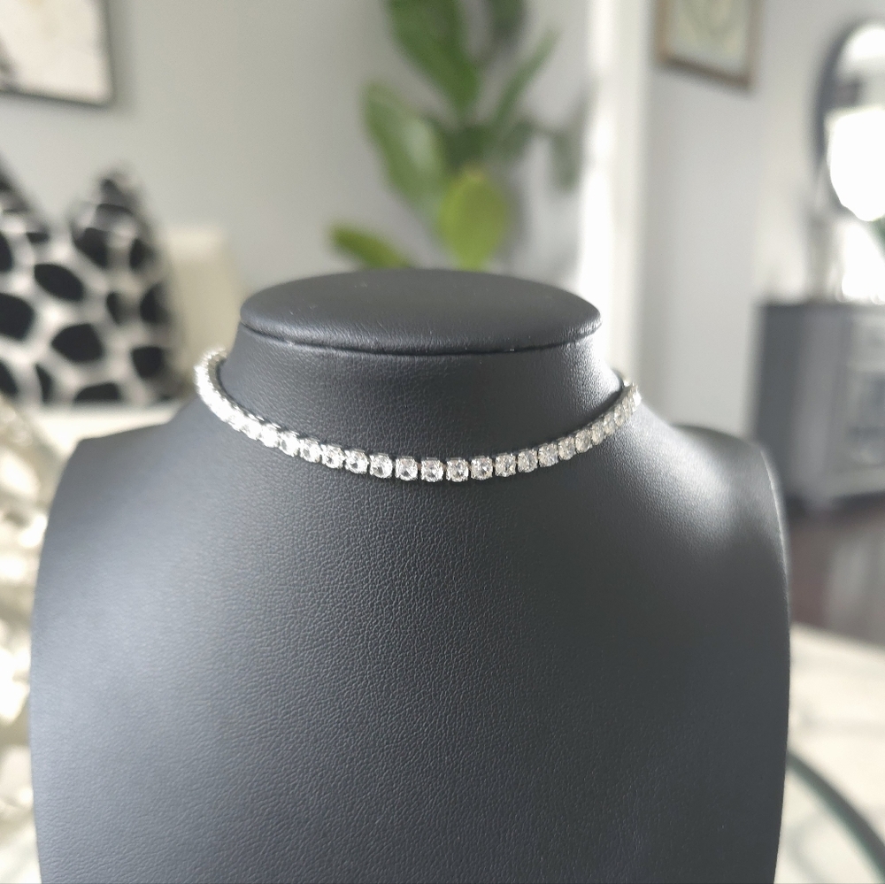 Sterling Silver Overlay Swarovski Crystal Pull Tab Tennis Bracelet New